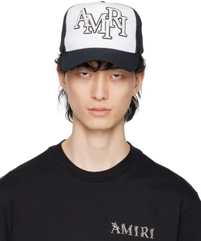 Amiri Staggered Trucker Hat In White & Black