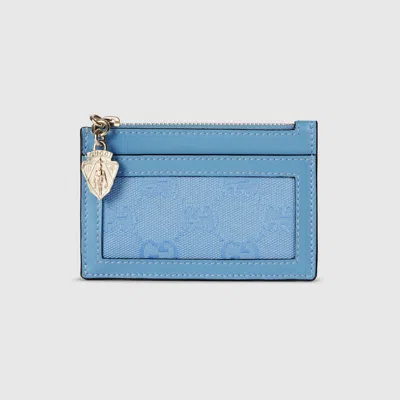 Gucci Luce Leather & Gg Canvas Wallet In Mindful Azure