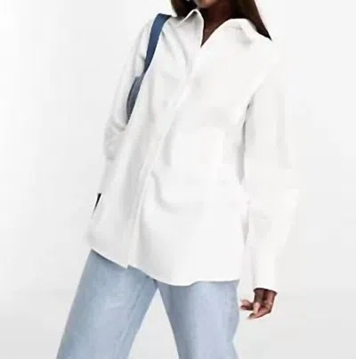 4th & Reckless Dropped Shoulder Front Pleat Shirt In White