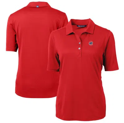 Cutter & Buck Red Chicago Cubs Drytec Virtue Eco Pique Recycled Polo