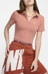 Nike Women's  Sportswear Essential Short-sleeve Polo Top In Brown