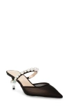 Betsey Johnson Evey Imitation Pearl Pointed Toe Mule In Black