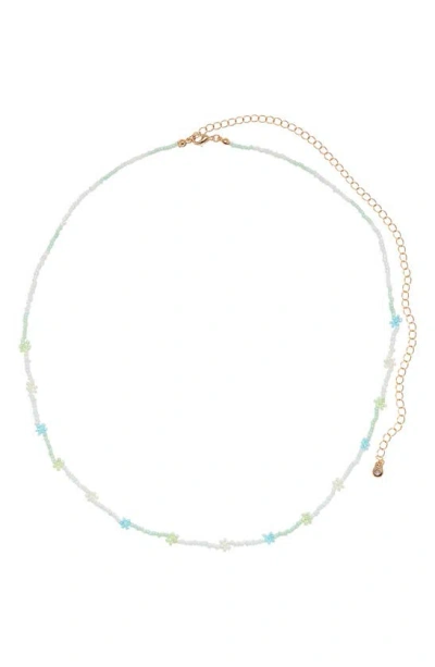 Bp. Daisy Seed Bead Belly Chain In White- Blue