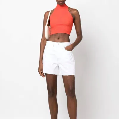 Frame High Rise Vintage Shorts In Rumpled Blanc Grind In White
