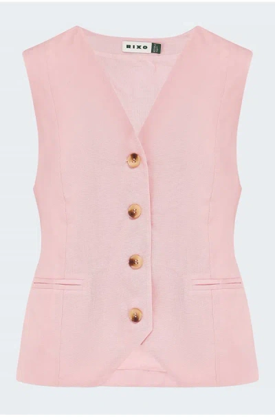 Rixo London Rixo Norah Linen-blend Waistcoat In Pink