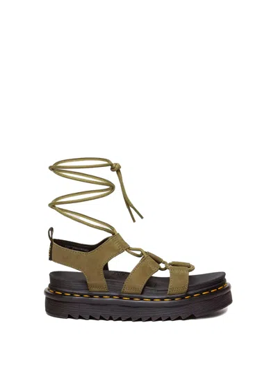 Dr. Martens' Nartilla Tumbled Nubuck Leather Gladiator Sandals In Green