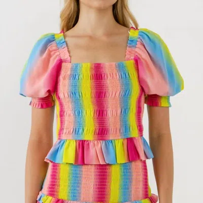 English Factory Ombre Stripe Top In Multi In Pink