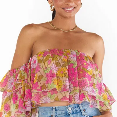 Show Me Your Mumu Rosella Ruffle Top In Carnaby Floral In Pink