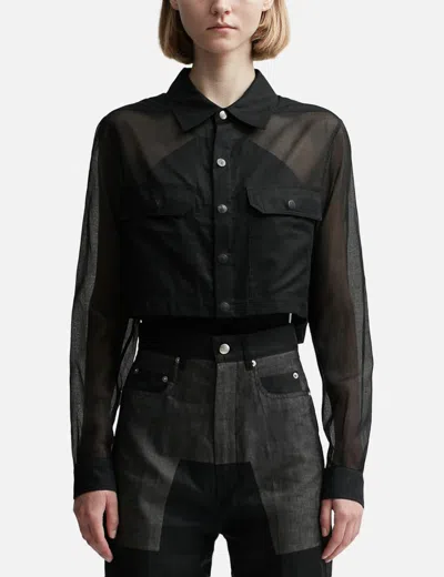 Rick Owens Cropped Outershirt In Black