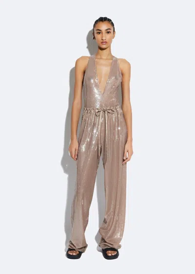 Lapointe Sheer Sequin Drawstring Pant In Smoke