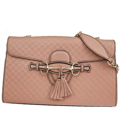 Gucci Emily Pink Leather Shoulder Bag () In Orange