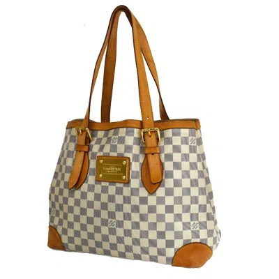 Pre-owned Louis Vuitton Hampstead White Canvas Tote Bag ()