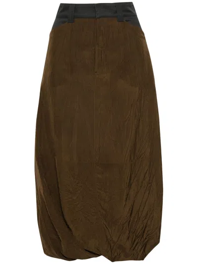 Lemaire Two-tone Midi Skirt In Brown