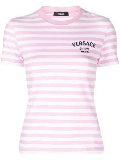 Versace T-shirt  Woman Color White In Pink & Purple