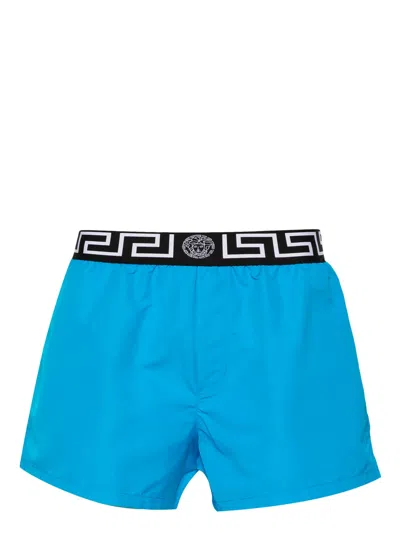 Versace Greek Key Swimsuit In Blue