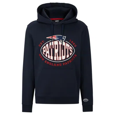 Hugo Boss Boss X Nfl Cotton-blend Hoodie With Collaborative Branding In Patriots