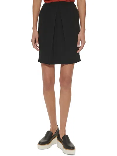 Dkny Womens Above Knee Solid A-line Skirt In Black