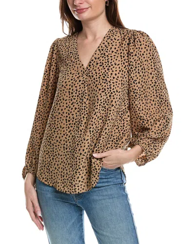 Isla Ciel Animal Print Blouse In Brown