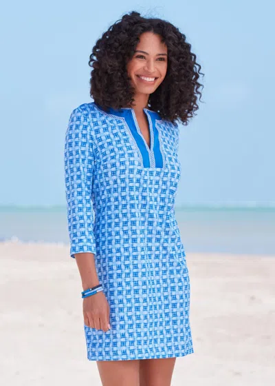 Cabana Life Windermere Embroidered Tunic Dress In Blue