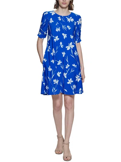 Jessica Howard Womens Party Mini Fit & Flare Dress In Blue