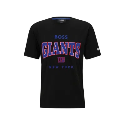 Hugo Boss Boss Nfl Stretch-cotton T-shirt With Collaborative Branding In Giants
