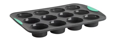 Trudeau Structure Silicone 12 Cavity Muffin Pan, Mint In Black