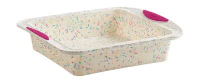 Trudeau Structure Silicone 8" X 8" Square Cake Pan, Confetti/fuchsia In White