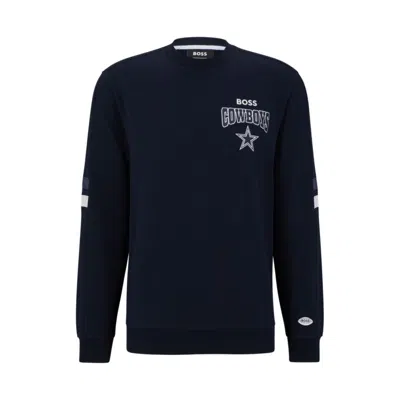 Hugo Boss Boss X Nfl Cotton-terry Sweatshirt With Collaborative Branding In Cowboys