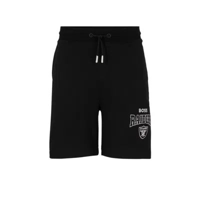 Hugo Boss X Nfl Cotton-terry Shorts With Collaborative Branding In Multi