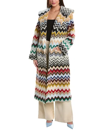 M Missoni Long Mixed Wool & Alpaca-blend Coat In White