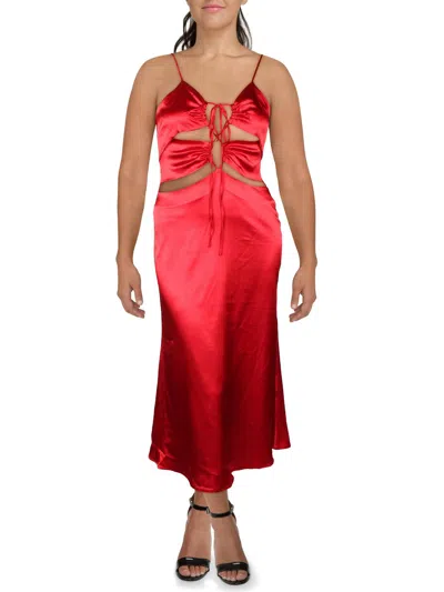 Yaura Womens Satin Lace-up Evening Dress In Red