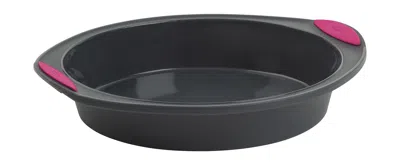 Trudeau Structure Silicone 9-inch Round Cake Pan, Gray/pink