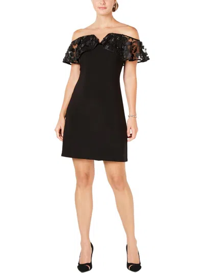 Msk Womens Illusion Off The Shoulder Cocktail Dress In Black