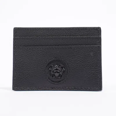 Versace La Medusa Card Holder Leather In Black