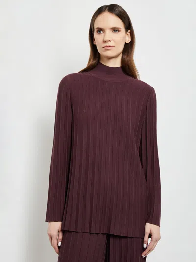 Misook Long Sleeve Mock Neck Knit Tunic In Brown