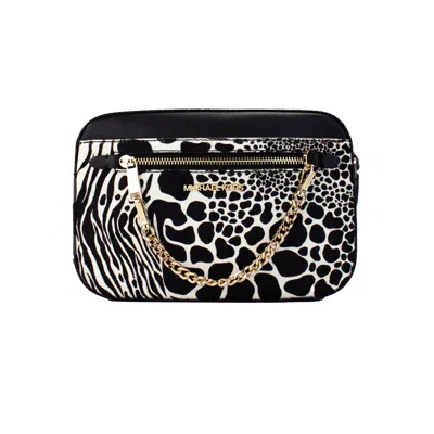 Michael Kors Jet Set Large East West Haircalf Zip Chain Crossbody Women's Bag In Animal Print