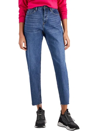 Calvin Klein Jeans Est.1978 Womens High Rise Frayed Hem Mom Jeans In Blue