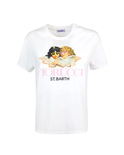 Mc2 Saint Barth Woman Cotton T-shirt With Fiorucci Print Fiorucci Special Edition In 03077f
