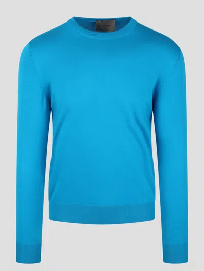 Moreno Martinelli Cotton Crewneck Sweater In Blue