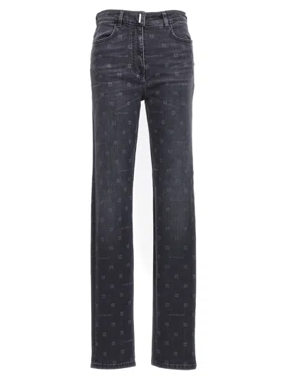 Givenchy Logo Print Jeans Black In Blue