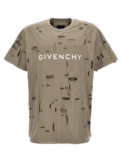 Givenchy Logo T-shirt Beige In Gray