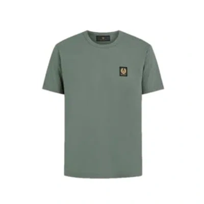 Belstaff Short Sleeved Mens Logo Patch T-shirt In Mineral Green