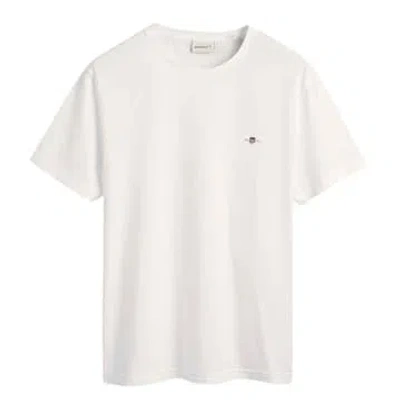 Gant Mens Slim Pique Short Sleeve T-shirt In 113 Eggshell