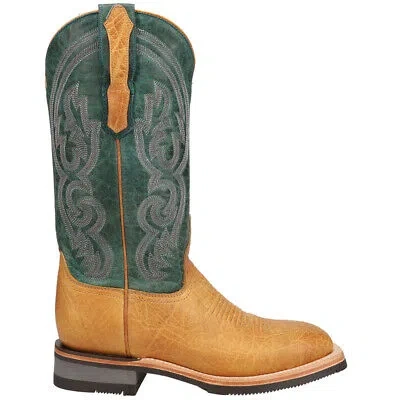 Pre-owned Lucchese Ruth Square Toe Cowboy Womens Green Casual Boots M3693-wf