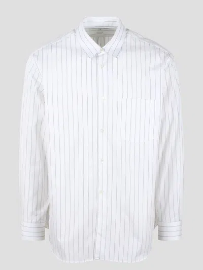 Comme Des Garçon Shirt Striped Long Sleeve Shirt In White
