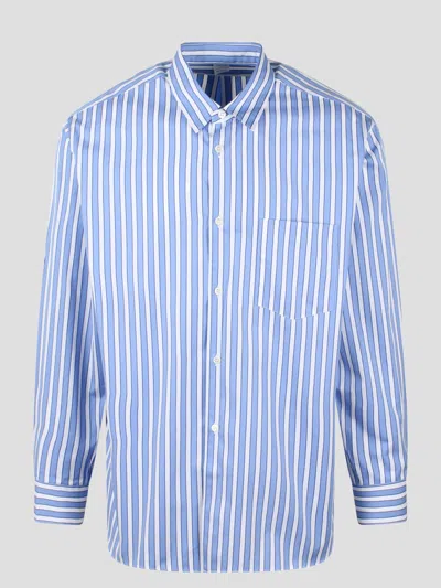 Comme Des Garçon Shirt Striped Long Sleeve Shirt In Blue