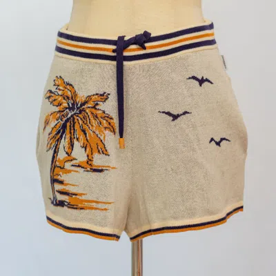 Pre-owned Zimmermann Embroidered Drawstring Shorts In Beige