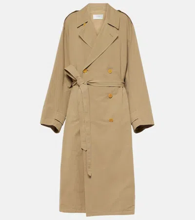 The Row Montrose Oversized Double-breasted Belted Cotton And Linen-blend Trench Coat In Beige