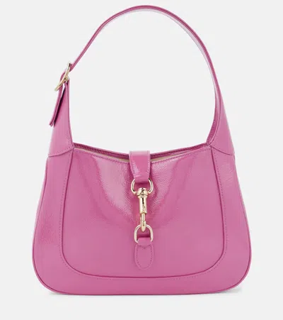 Gucci Jackie Small Patent Leather Shoulder Bag In Pink