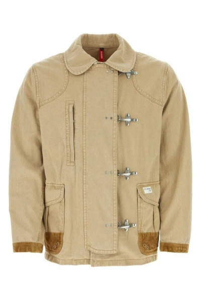 Fay Man Beige Cotton Jacket In Brown